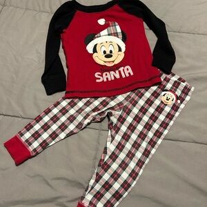 Disney Christmas Mickey Mouse Red and Black Plaid Pajama Set